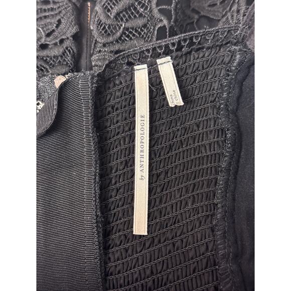 Anthropologie Dress 4 Womens Black Lace Scallop Hem Sleeveless Midi - Picture 7 of 8